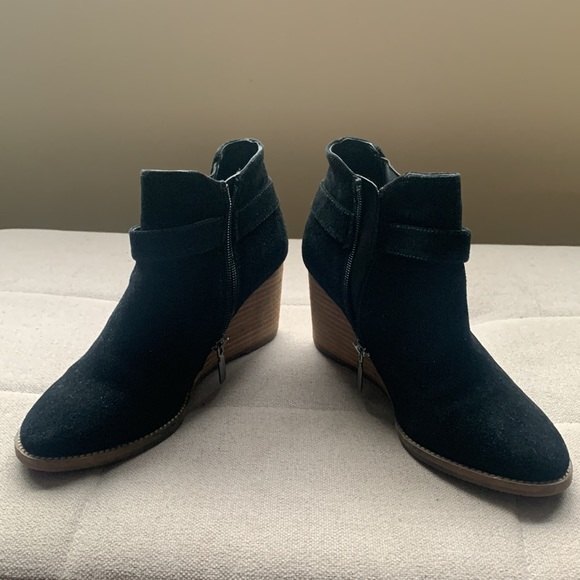 Blondo Natalia Waterproof Black Suede Leather Wedge Booties Ankle Boots Size 7.5 - Picture 14 of 16